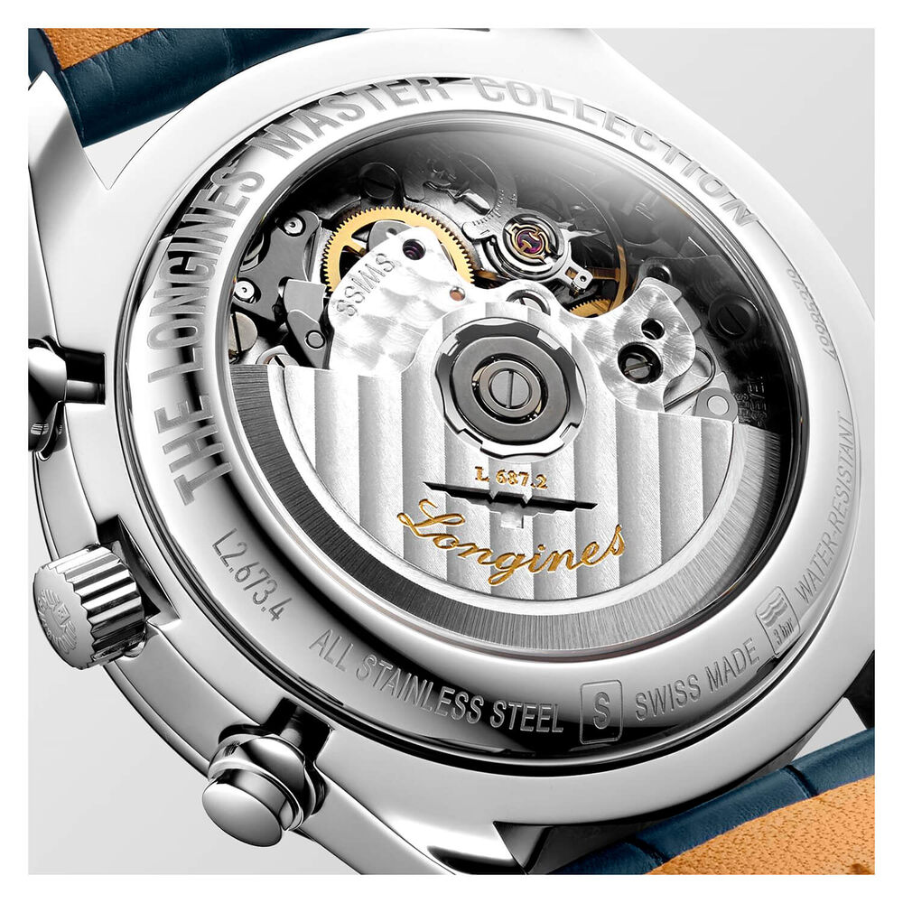 Longines Master Collection Collection Chronograph Blue & Blue Leather Mens Watch image number 2