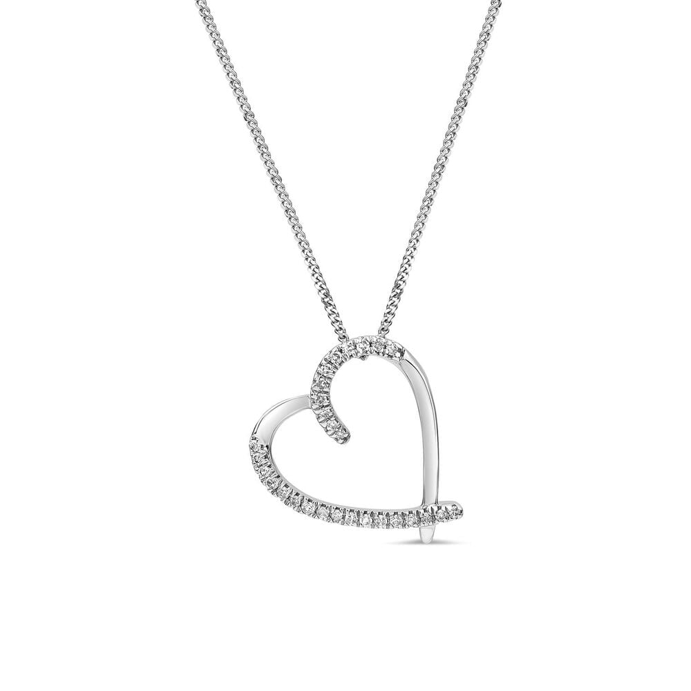 9ct White Gold 0.10ct Diamond Set Heart Pendant