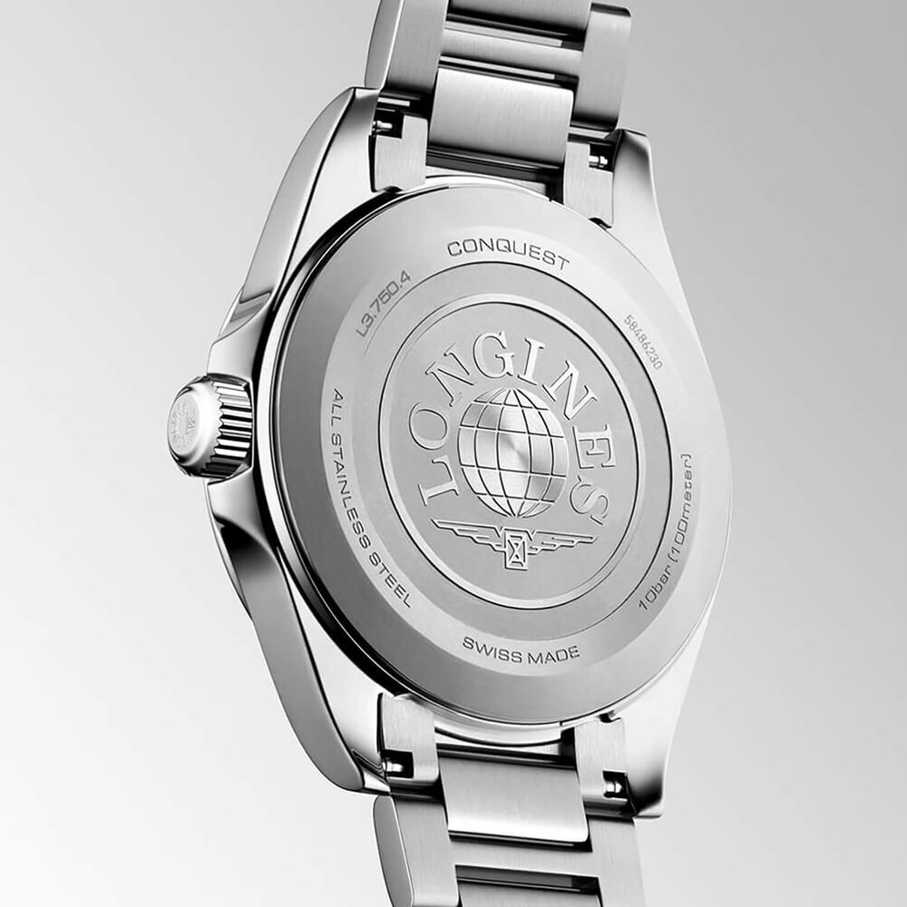 Longines Conquest 38mm Black Sandblasted Dial Stainless Steel Bracelet Watch