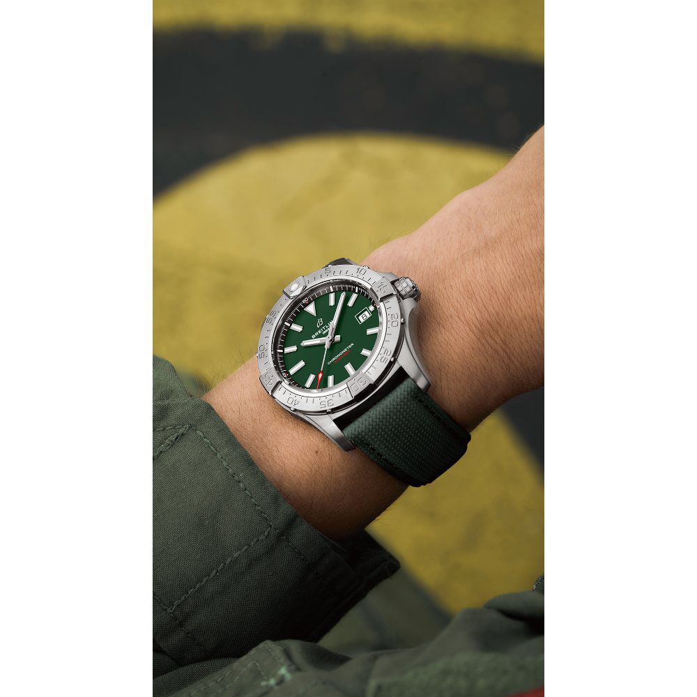 Breitling Avenger Automatic 42mm Green Dial & Black Leather Strap Watch image number 3
