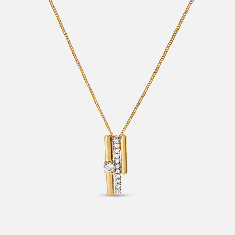 Yellow Gold Plated Vermeil Sterling Silver 0.20ct Lab Grown Diamond Three Bar Pendant