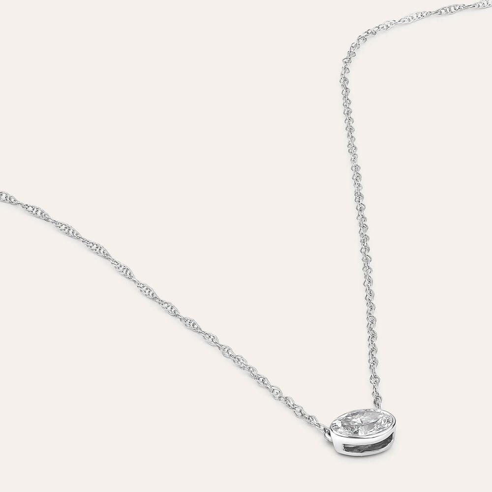 Born Kissed with Diamonds 9ct White Gold Lab Grown 0.20ct Oval Diamond Pendant