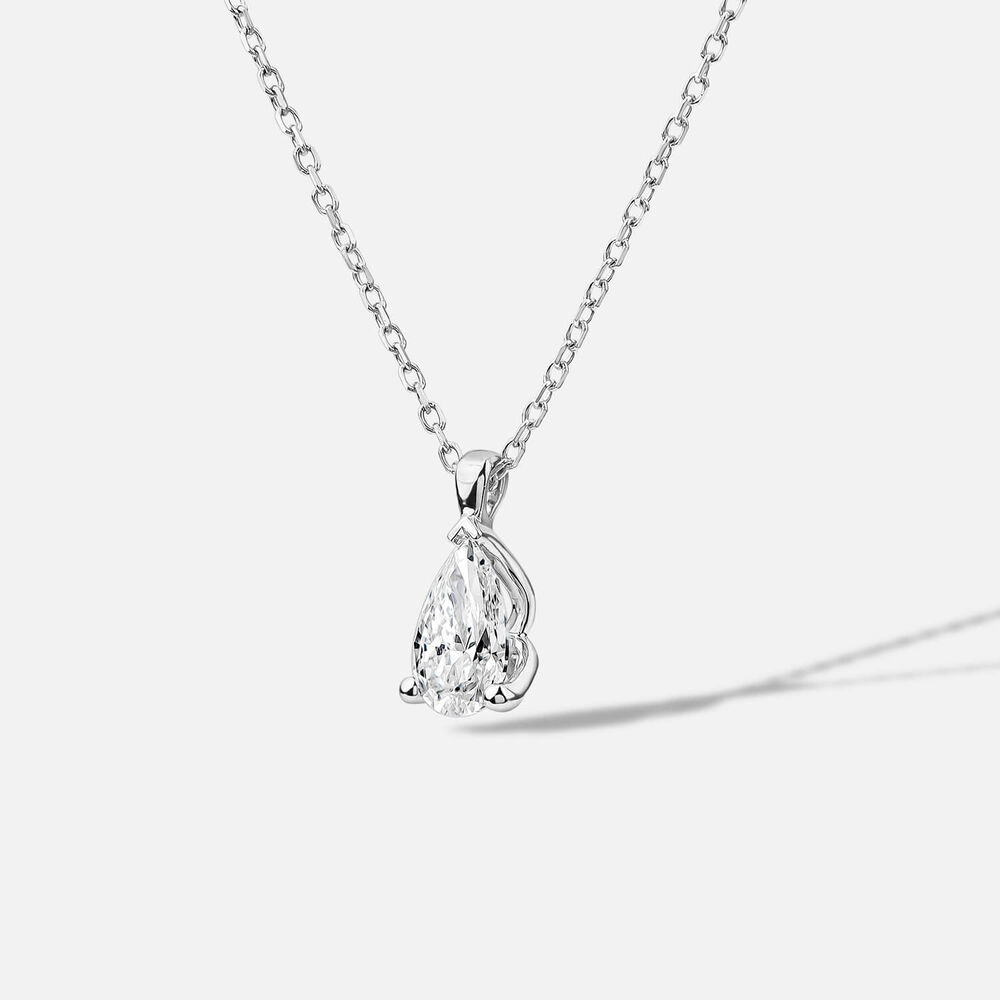 Born 9ct White Gold 0.50ct Lab Grown Pear Diamond Pendant