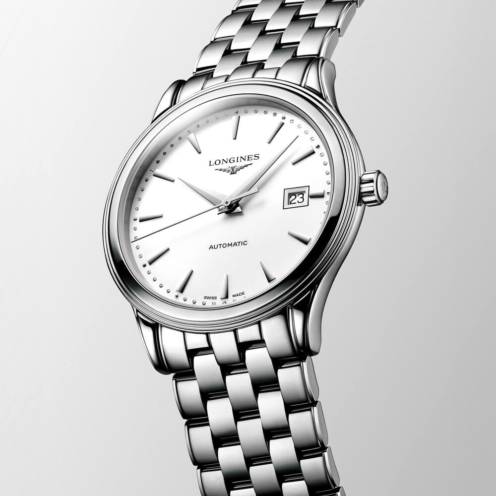 Longines Elegance Flagship Classic 40mm White Dial Steel Bracelet Watch image number 1