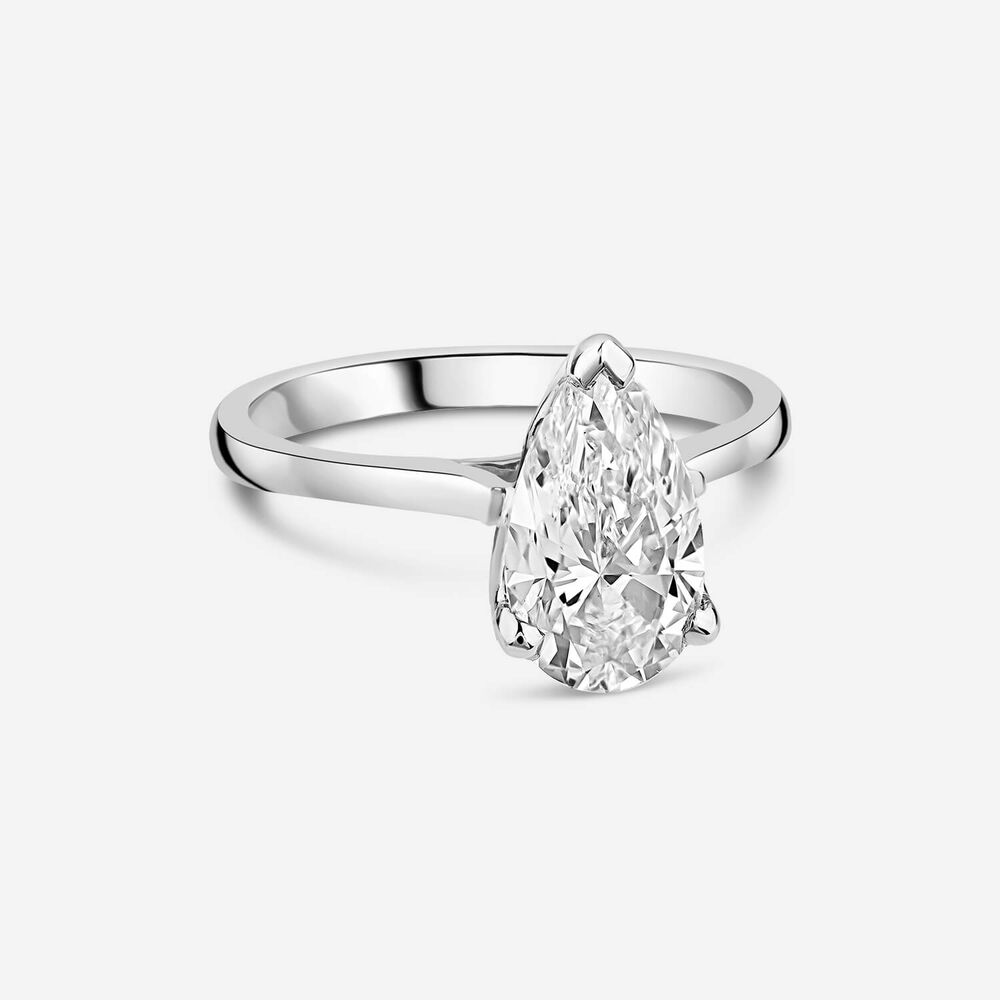 Born Platinum Lab Grown 1.70ct Pear Diamond Ring image number 2