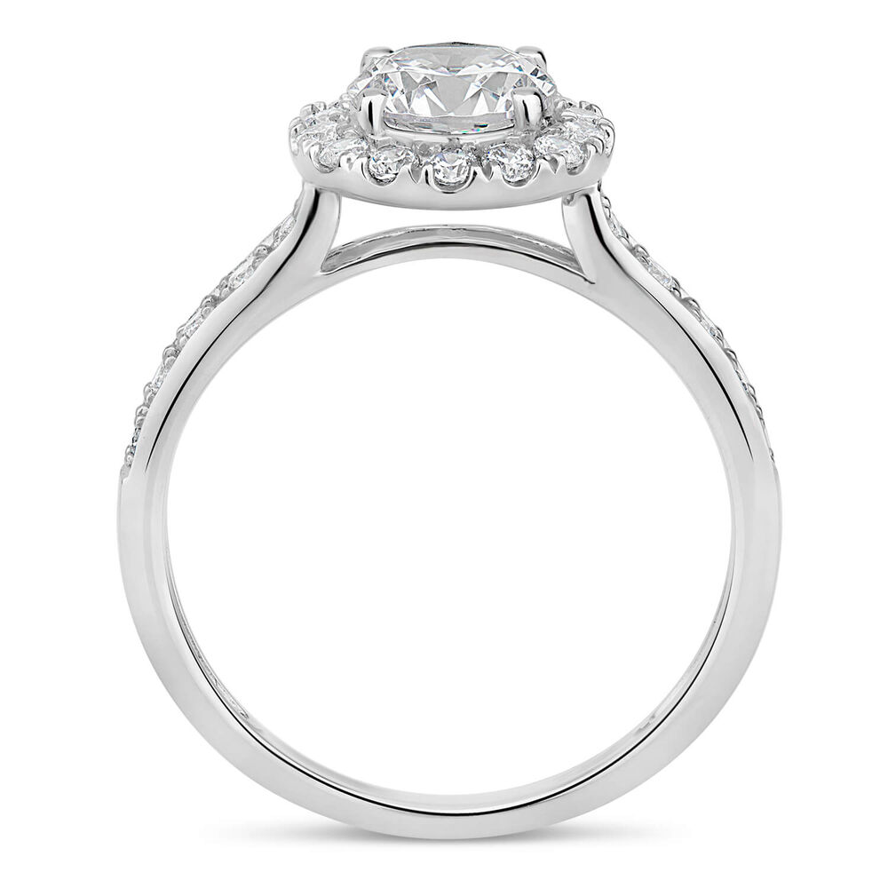9ct White Gold Cubic Zirconia Halo and Side Stones Ring image number 6