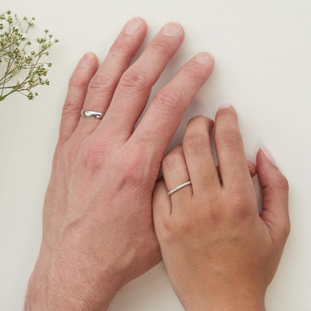 Born Platinum 0.15ct Lab Grown Diamond Triangle Claw Set Half Eternity Wedding Ring image number 3