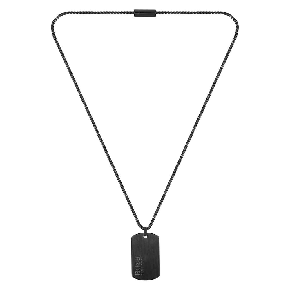 BOSS Gents ID Black IP Dog Tag Necklace