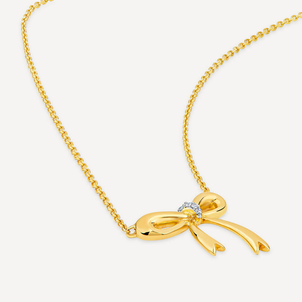 9ct Yellow Gold Diamond Bow Necklet image number 4