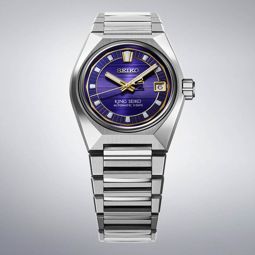Seiko King Seiko VANAC 'Tokyo Twilight' 41mm Purple Dial Steel Bracelet Watch image number 3