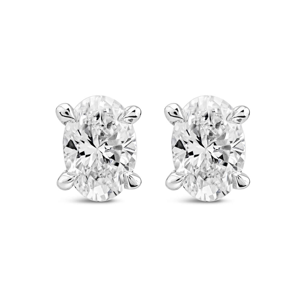 18ct White Gold Lab Grown 0.40ct Diamond Oval Stud Earrings image number 0