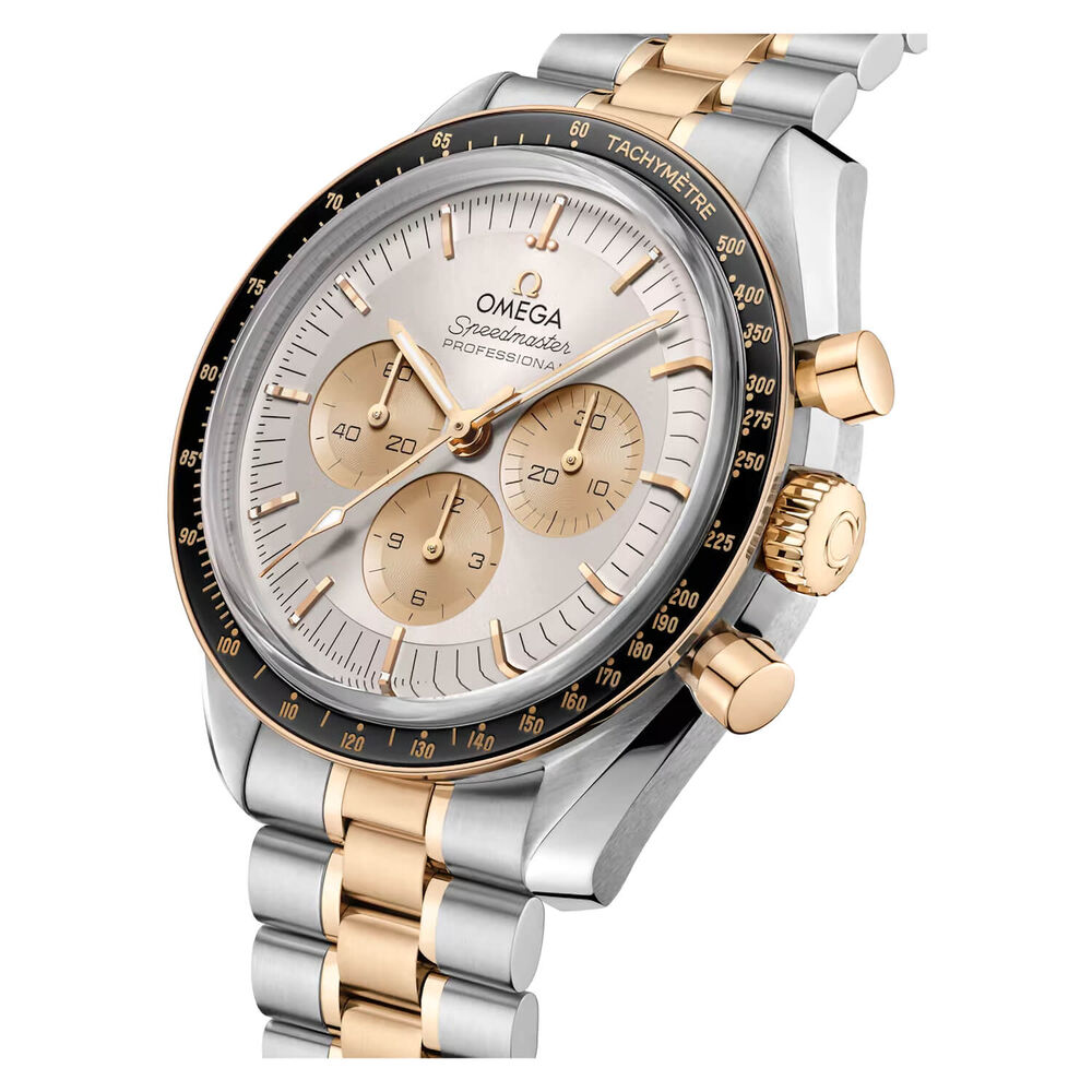 OMEGA Speedmaster Moonwatch Professional 42mm Silver Dial Moonshine™ Gold Steel Bracelet Watch image number 2