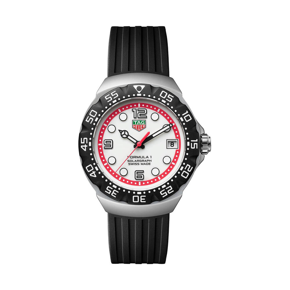 TAG Heuer Formula 1 Solargraph 38mm White Dial Black Bezel Rubber Strap Watch