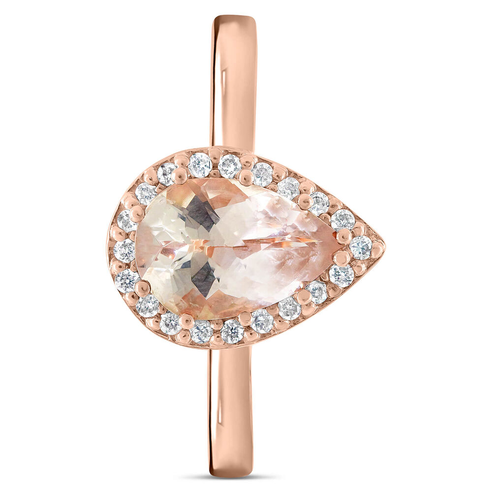 9ct Rose Gold 0.10ct Diamond Halo and Morganite Ring