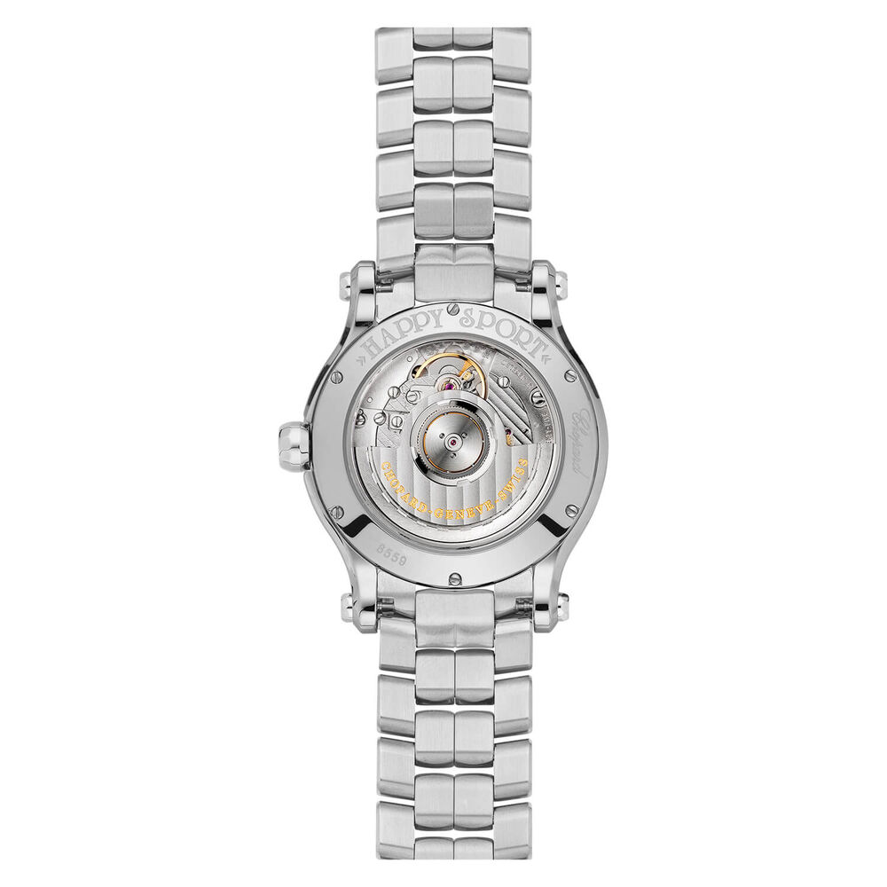 Chopard Happy Sport 36mm Pink Dial Seven Diamonds Steel Case Bracelet Watch image number 3
