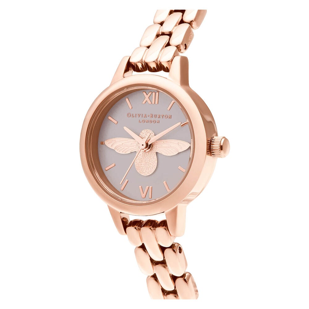 Olivia Burton 3D Bee Blush Dial & Rose Gold-Toned Mesh Bracelet Watch