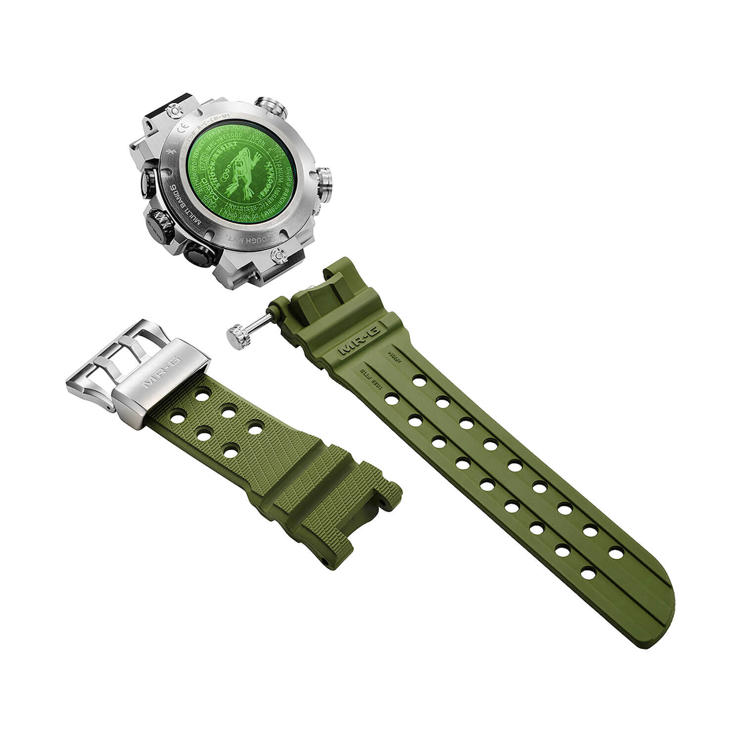 G-SHOCK MR-G 56mm Black Dial Green Resin Strap Watch