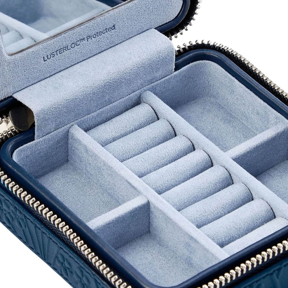 WOLF X LIBERTY Navy All Over Ianthe Small Jewellery Zip Travel Case