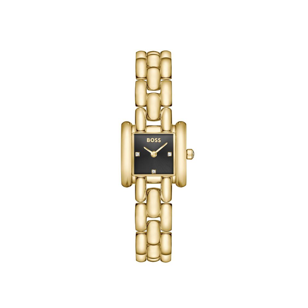 BOSS Violet 21mm Black Dial Gold Tone Steel Bracelet Watch