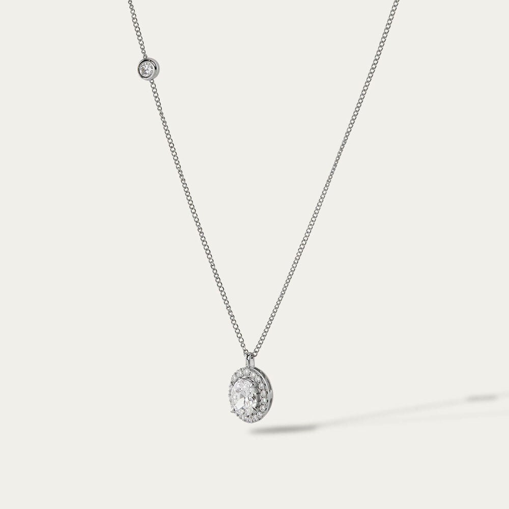 9ct White Gold 0.45ct Diamond Halo Oval Pendant