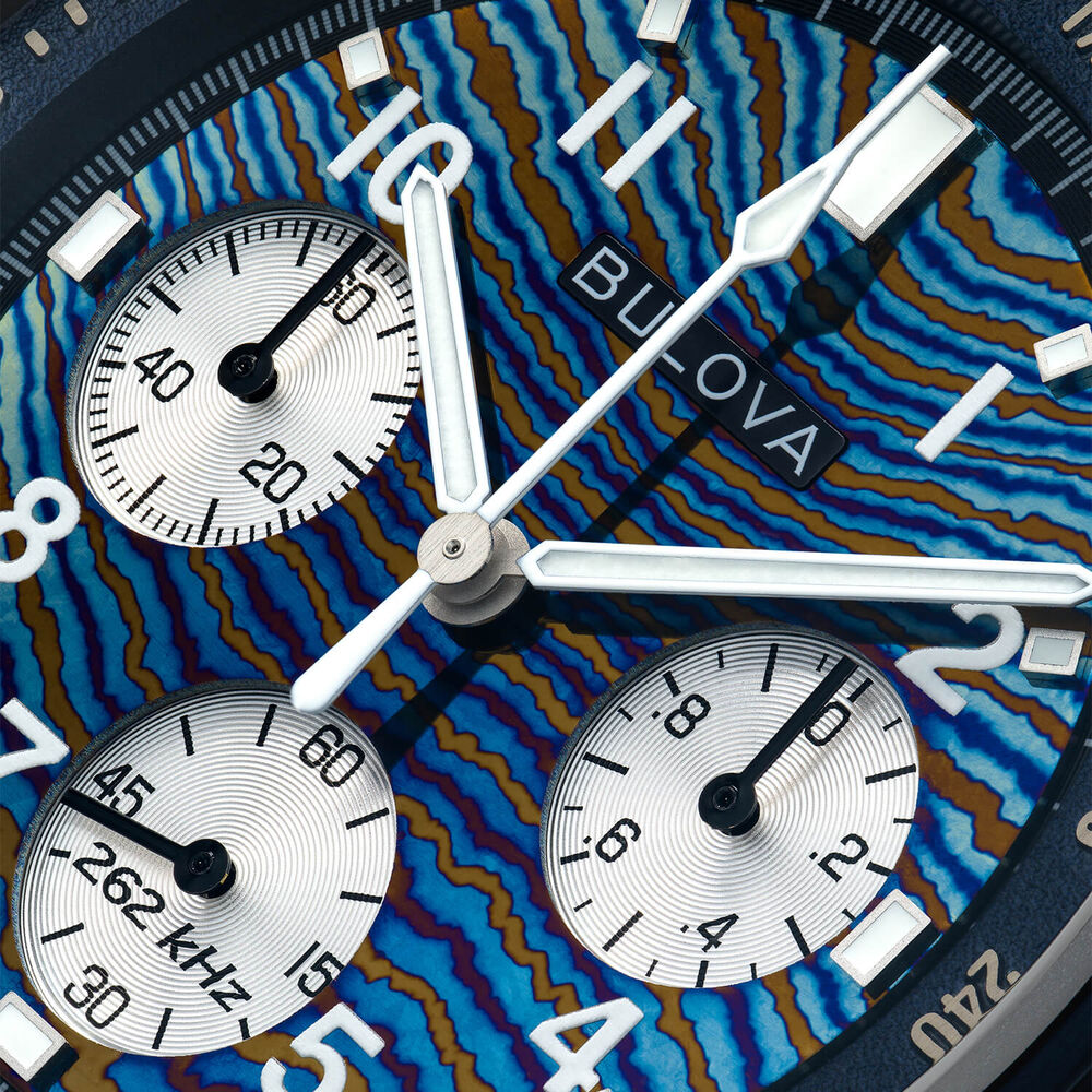 Bulova Lumar Pilot Timascus 43mm Blue Dial Steel Bracelet Watch image number 6