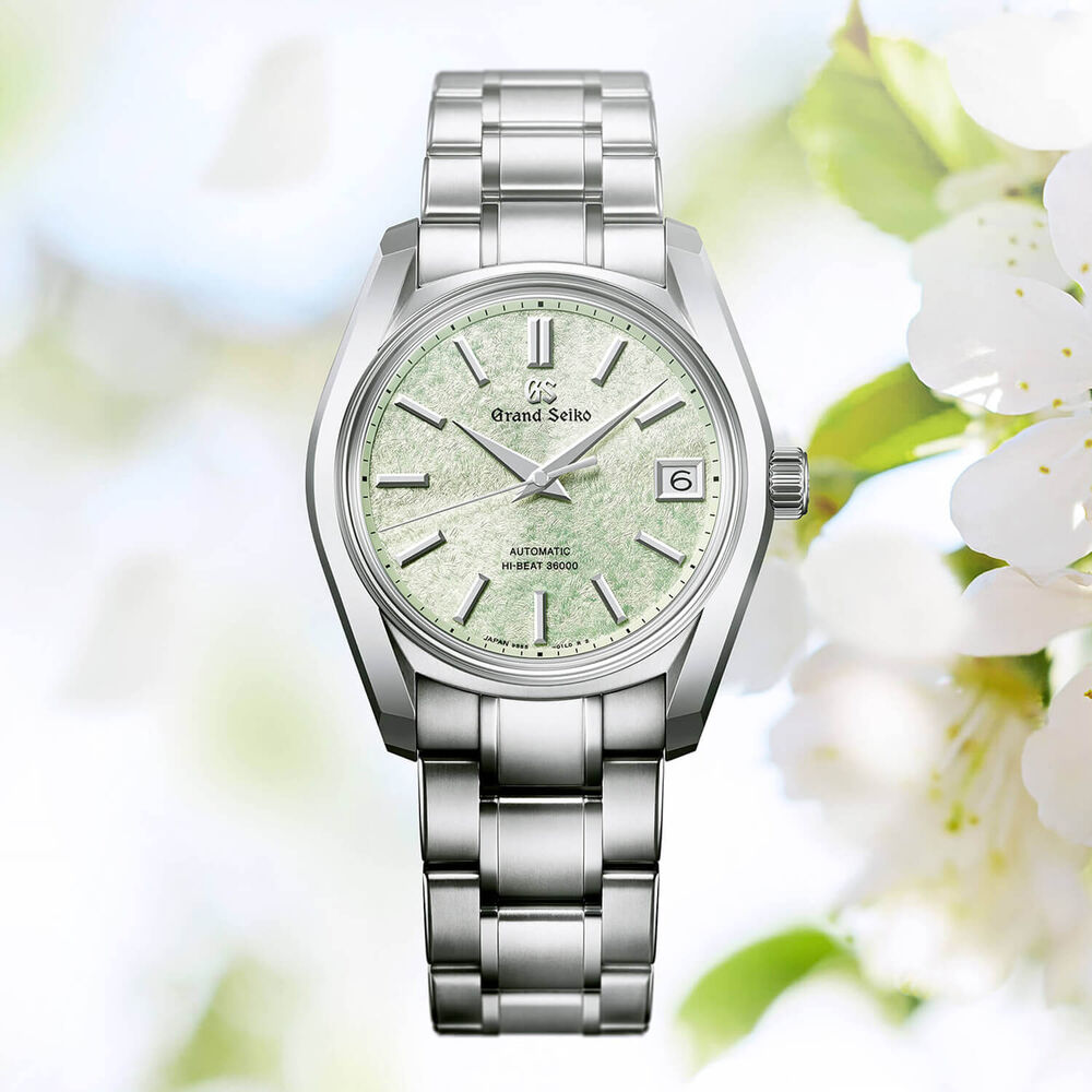Grand Seiko 'Sakura-Wakaba' 62GS Hi-Beat 38mm Green Dial Bracelet Watch image number 4