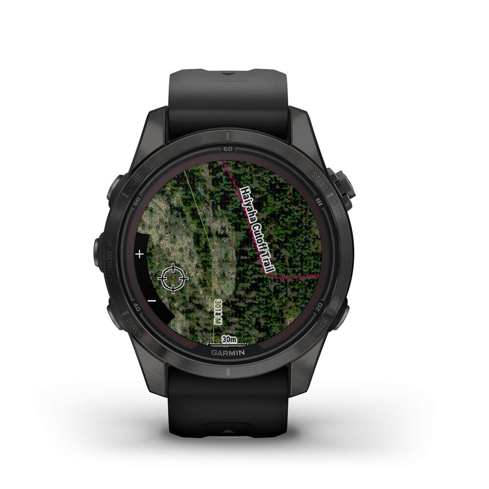 Garmin Fenix 7S Pro Sapphire Solar 42mm Carbon Grey Titanium Case Black Band Watch image number 7