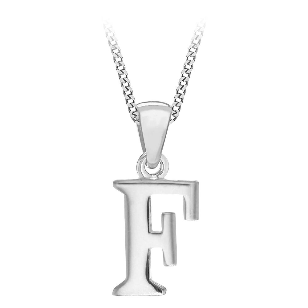 Sterling Silver Block Initial F Pendant image number 0