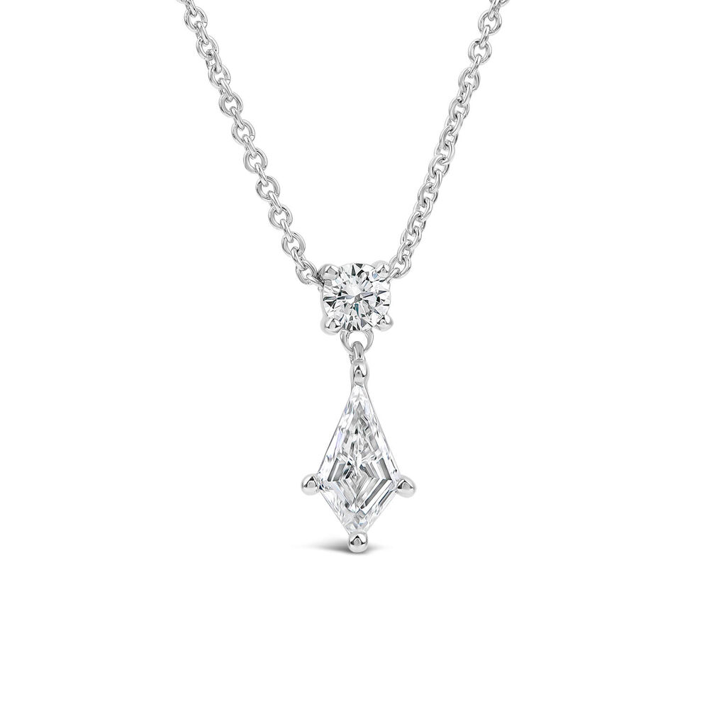 Born Classic 9ct White Gold Lab Grown 0.50ct Kite Shape & Round Brilliant Diamond Pendant image number 0