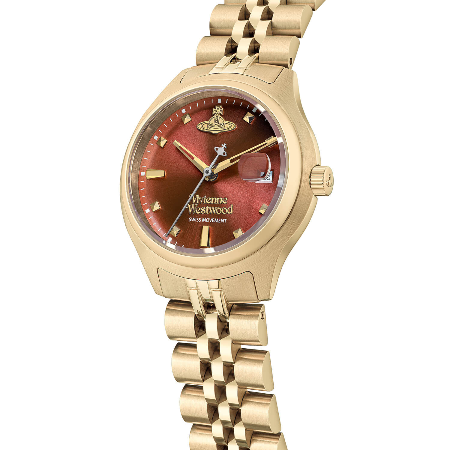 VW Little Camberwell 29mm Red Dial Gold Steel Bracelet Watch