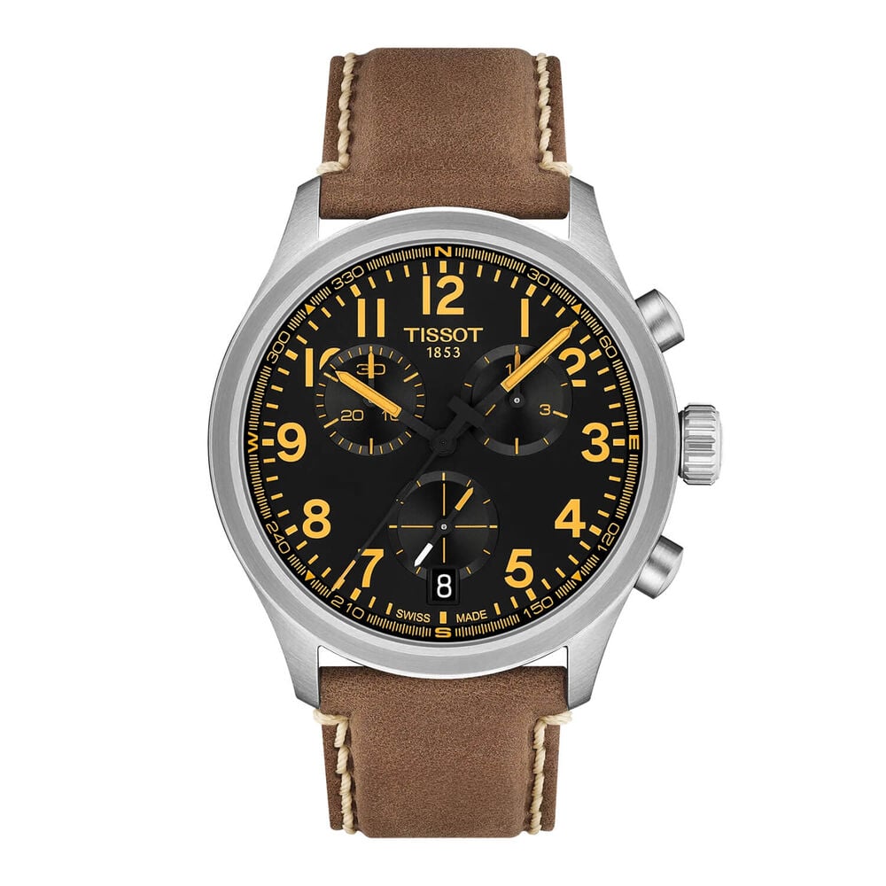 Tissot Chrono L 42mm Black Dial Brown Leather Strap Chronograph Watch