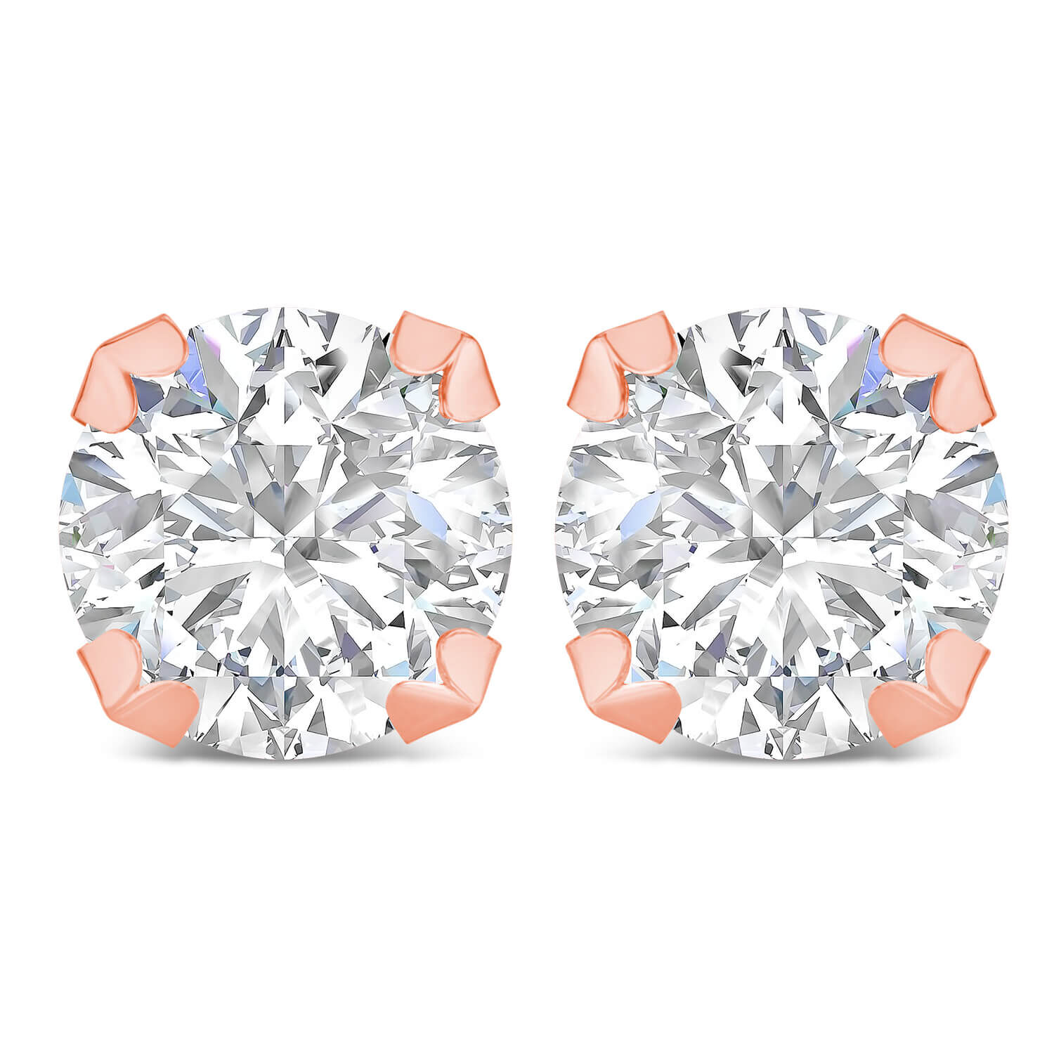 9ct Rose Gold 8mm 4 Claw Cubic Zirconia Stud Earrings at Fraser Hart