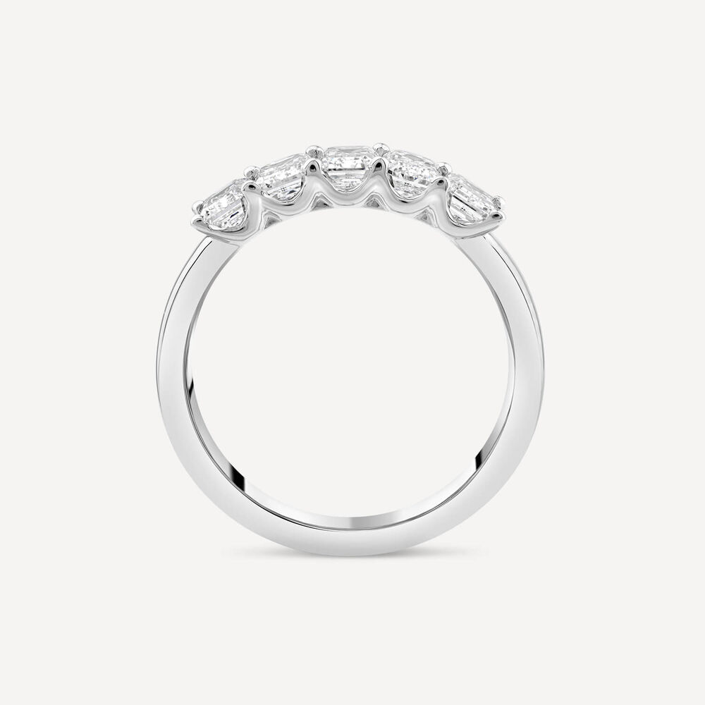 Born Platinum 1.5ct Lab Grown 5 Stone Emerald Cut Half Eternity Diamond Ring image number 2