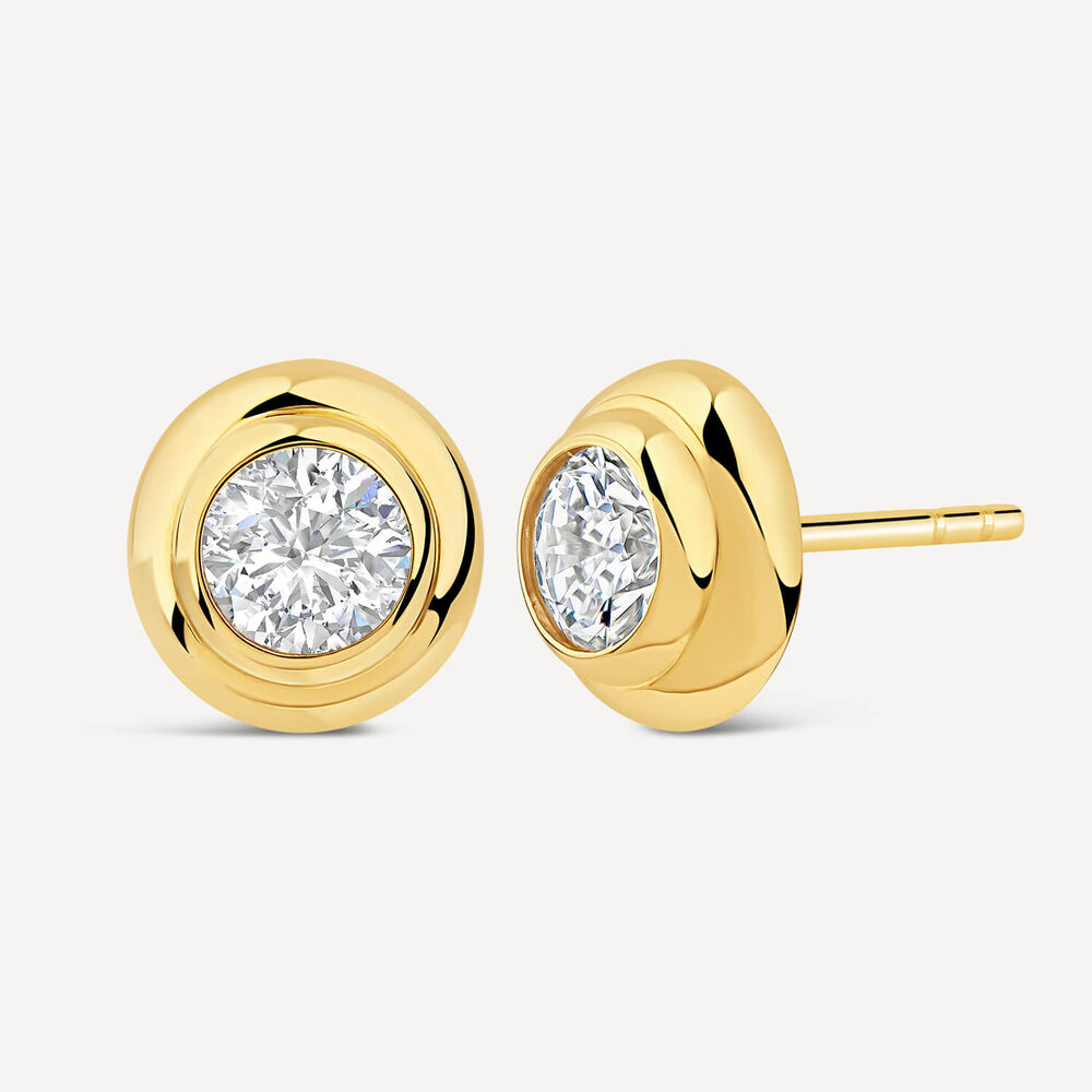 Born Orbit 9ct Yellow Gold Lab Grown 1.00ct Diamond Round Stud Earrings image number 1
