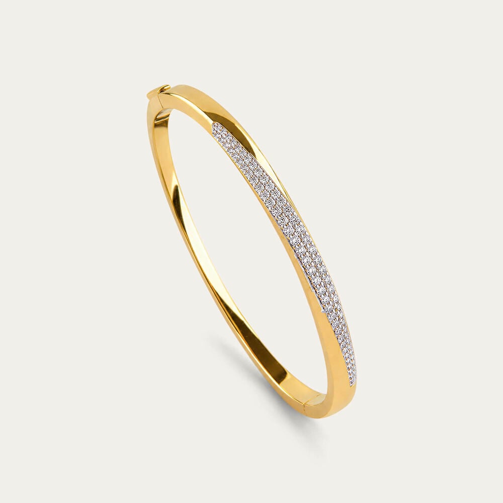 Yellow Gold Plated Sterling Silver Cubic Zirconia Bangle
