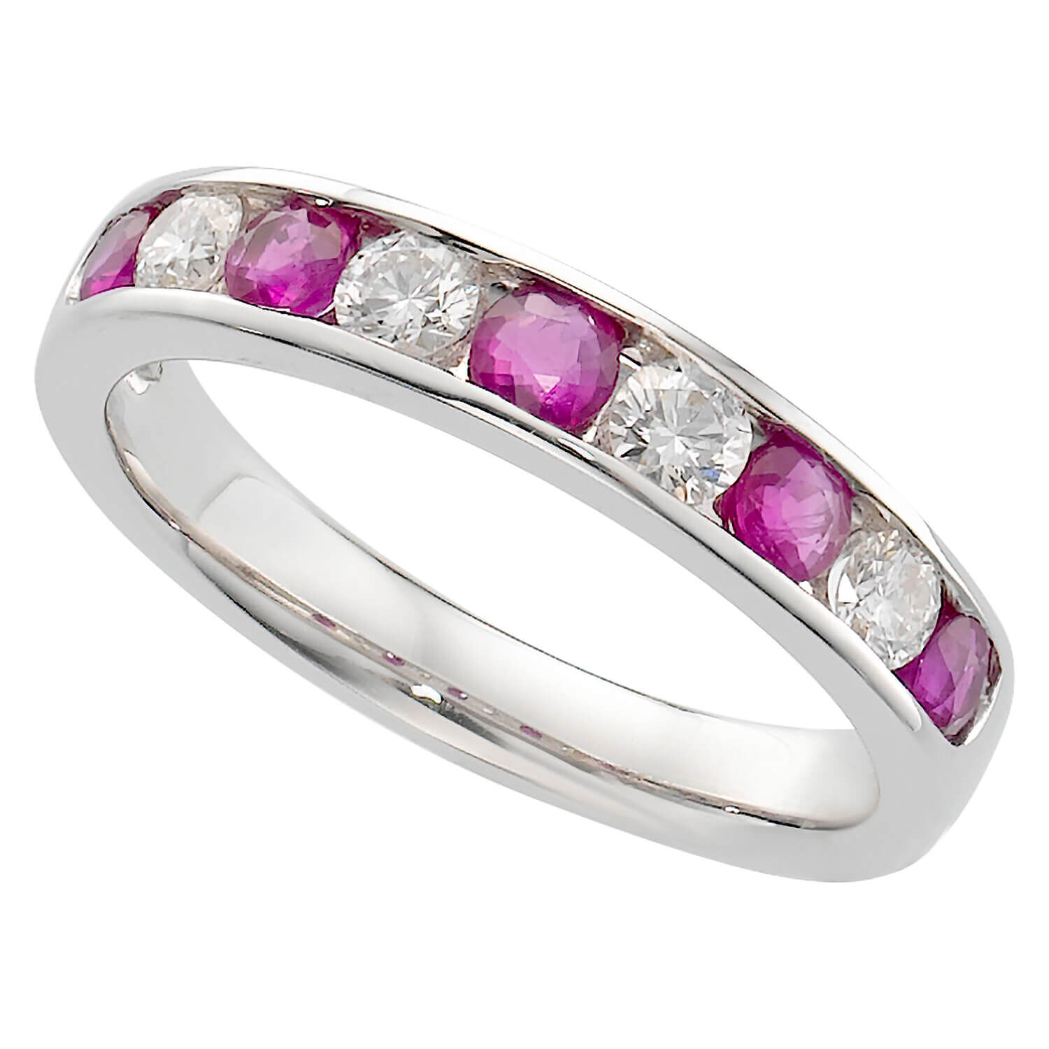18ct white gold ruby and 0.28 carat diamond ring