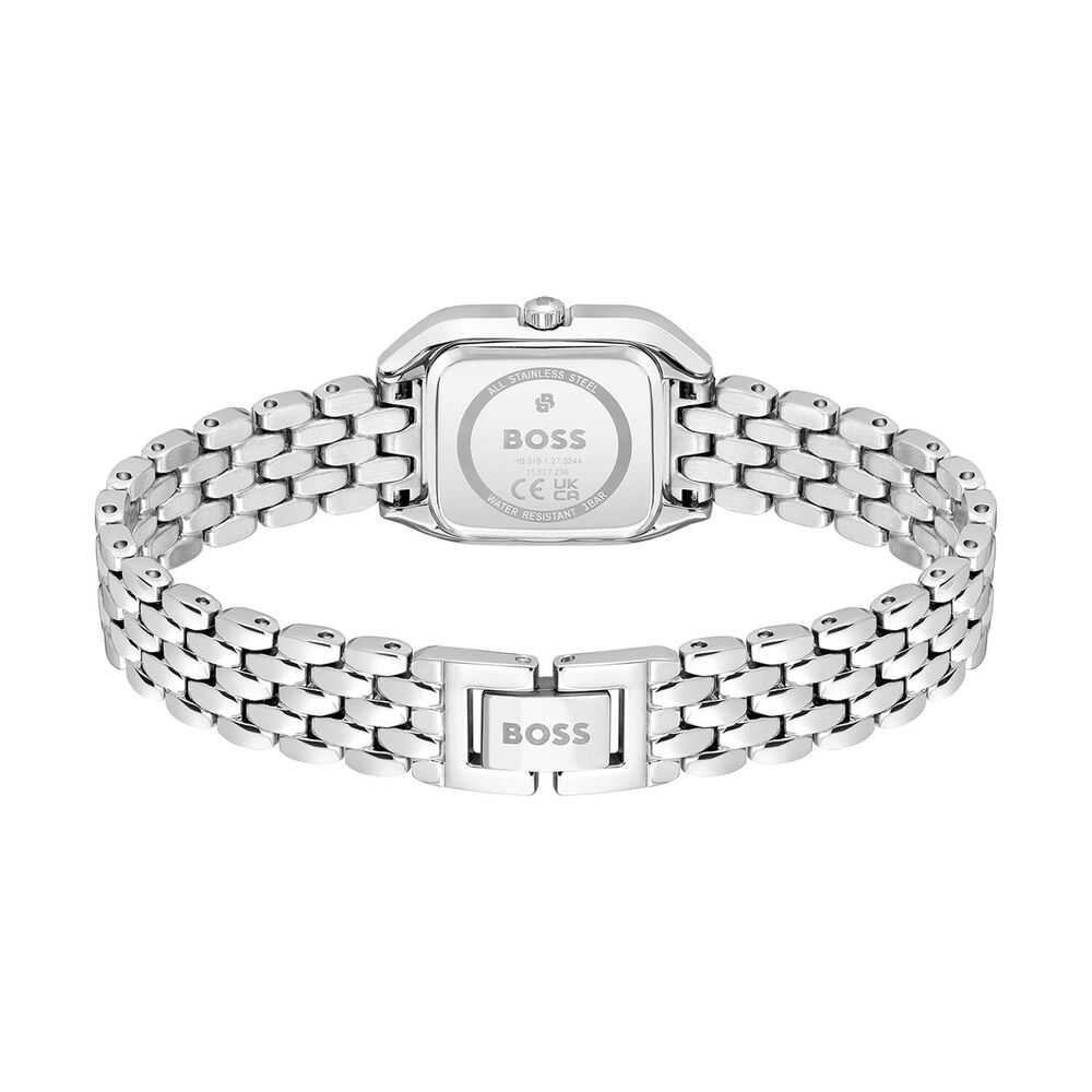BOSS Mae Petite 22mm Silver Dial Crystal Set Bezel Steel Bracelet Watch