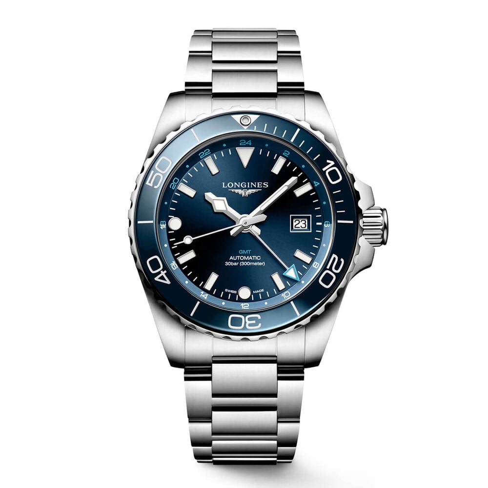 Longines Hydroconquest GMT 43mm Blue Dial Steel Bracelet Watch image number 0