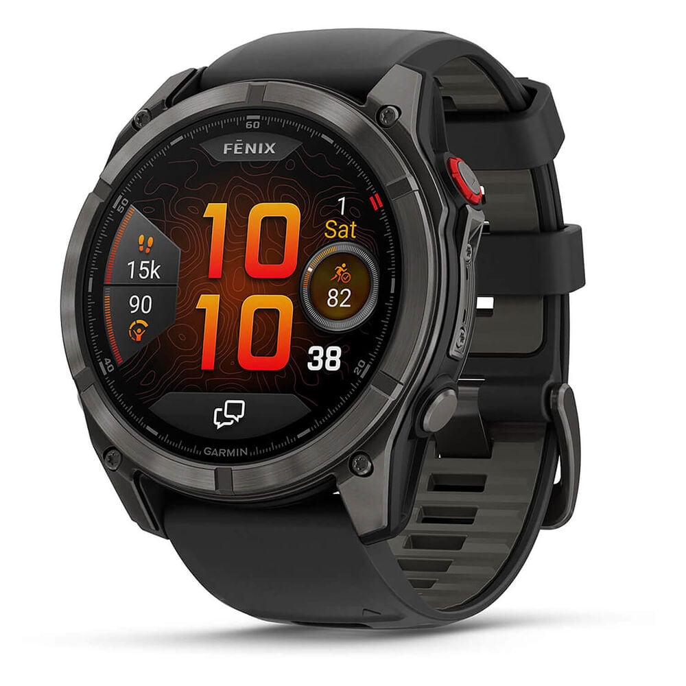 Garmin fenix 8 Pro AMOLED 51mm Carbon Grey DLC Titanium Case Black Silicon Strap Watch image number 0