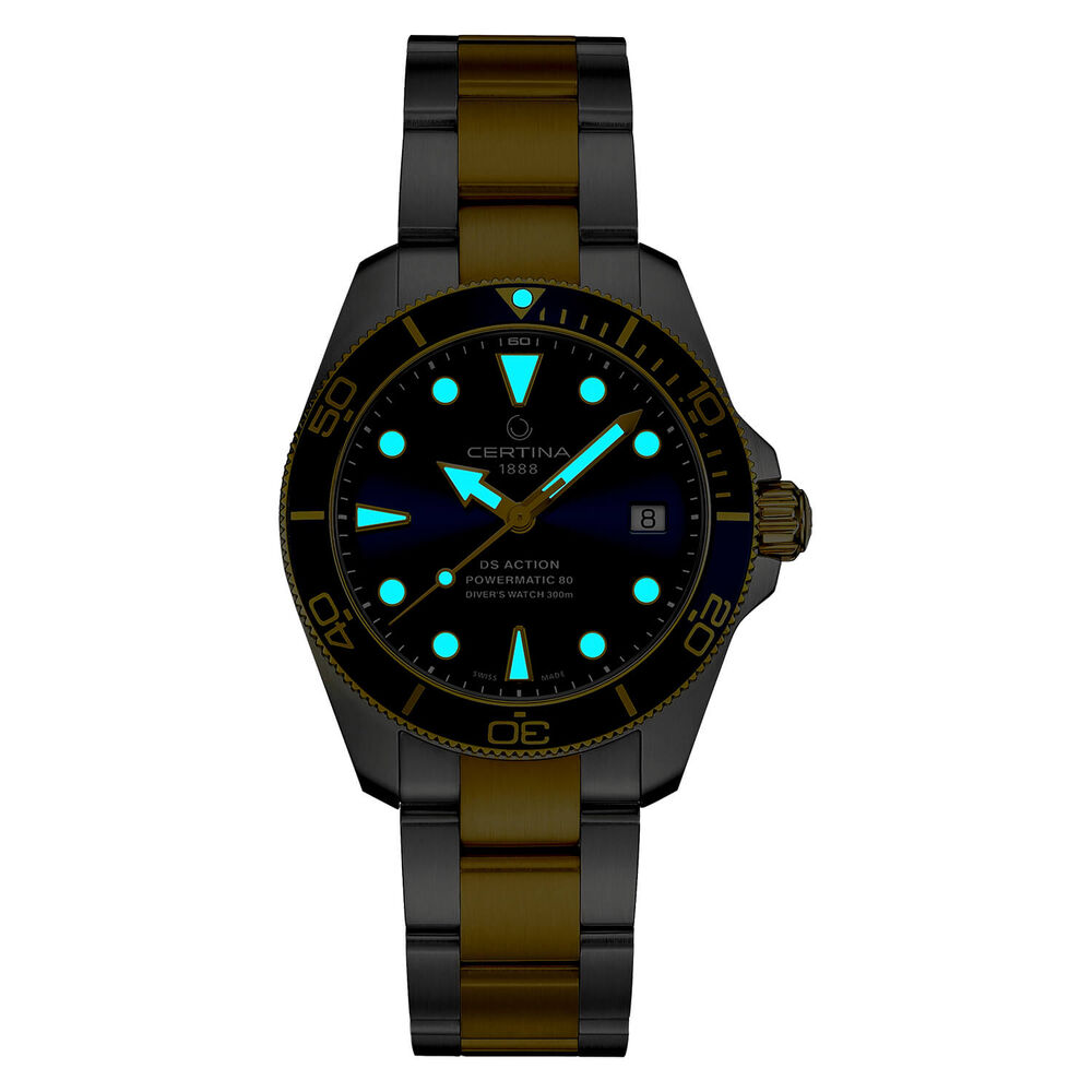 Certina DS Action Diver 38mm Blue Dial Yellow Gold & Steel Bracelet Watch image number 7