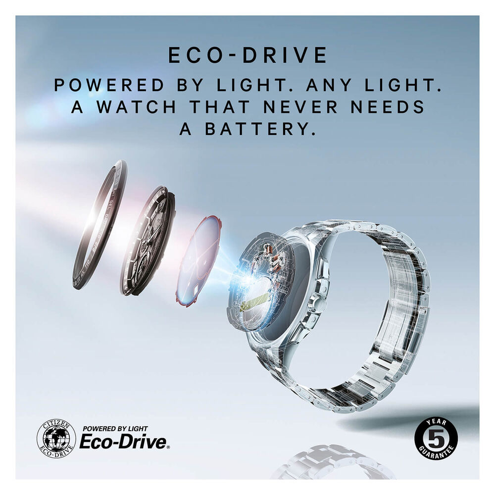 Citizen Eco-Drive mens black dial titanium bracelet chronograph watch image number 2
