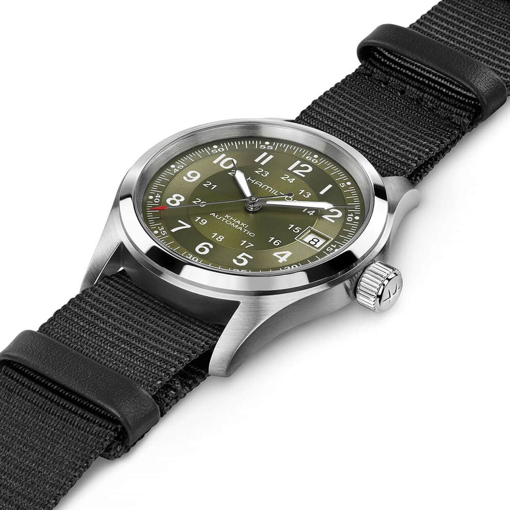 Hamilton Khaki Field 38mm Green Dial Black Fabric Strap Automatic Watch