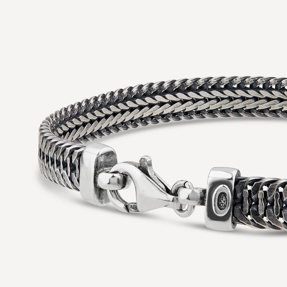 Sterling Silver Oxidised Flat Herringbone Bracelet image number 2