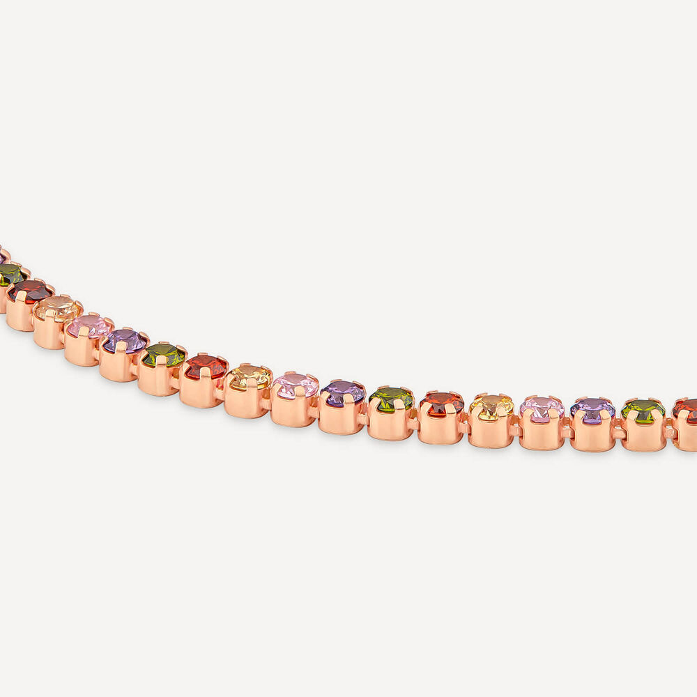 Sterling Silver & Rose Gold Plated Multi Colour Stone Bolo Bracelet image number 2