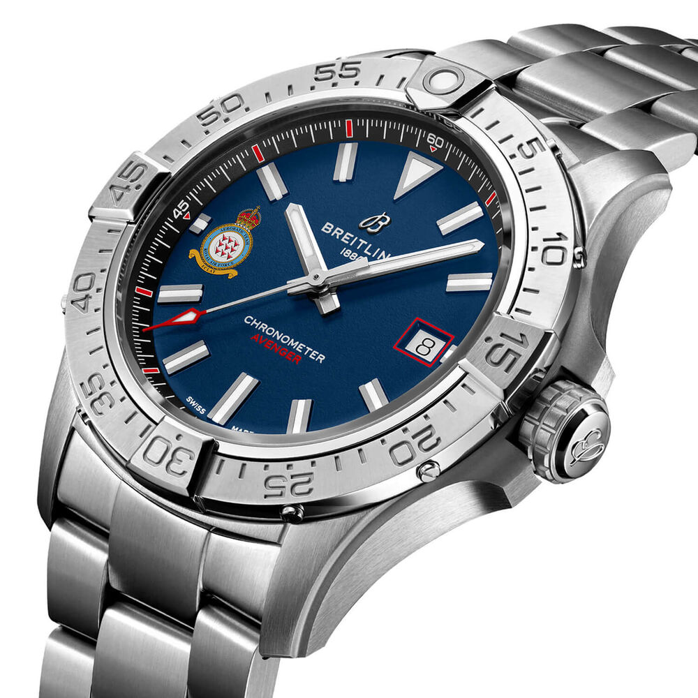 Breitling Avenger Auto 42 Red Arrows 60th Anniversary Edition Blue Dial Steel Bracelet Watch image number 1