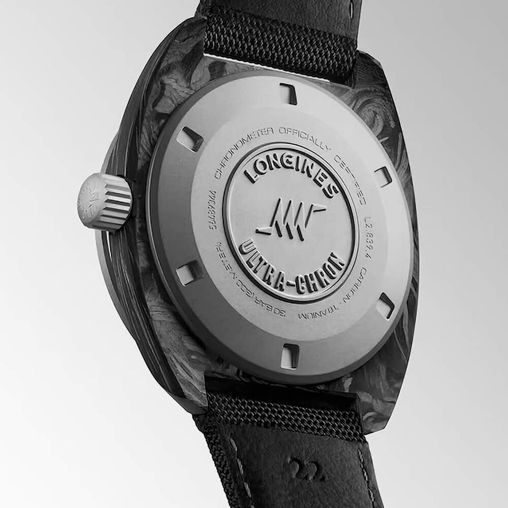 Longines Heritage Ultra-Chron Carbon 43mm Black Dial & Strap Watch image number 3
