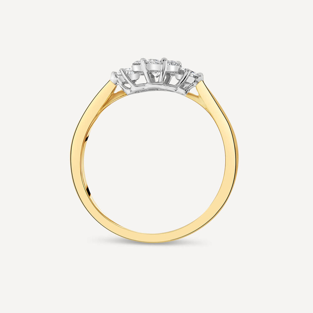 18ct Yellow Gold 0.43ct Diamond Flower Cluster & Sides Ring image number 3