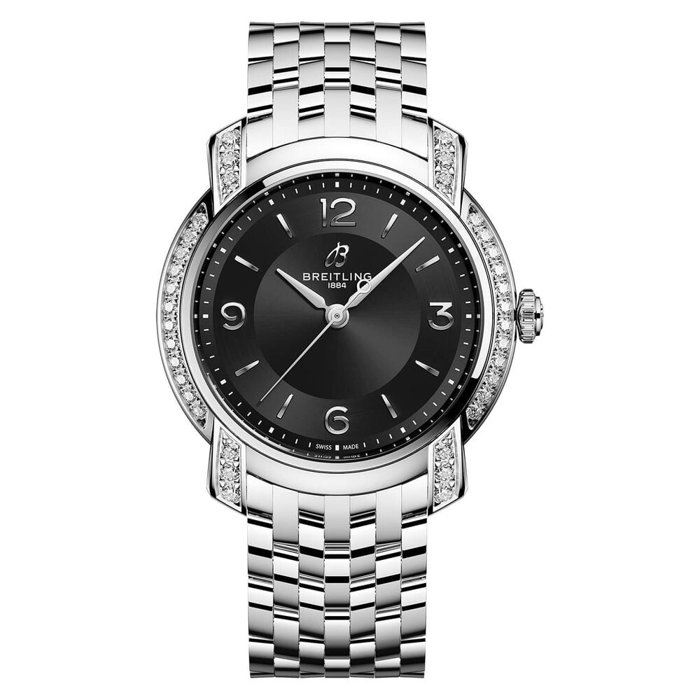 Breitling Lady Premier 32mm Black Dial Steel Bracelet Watch