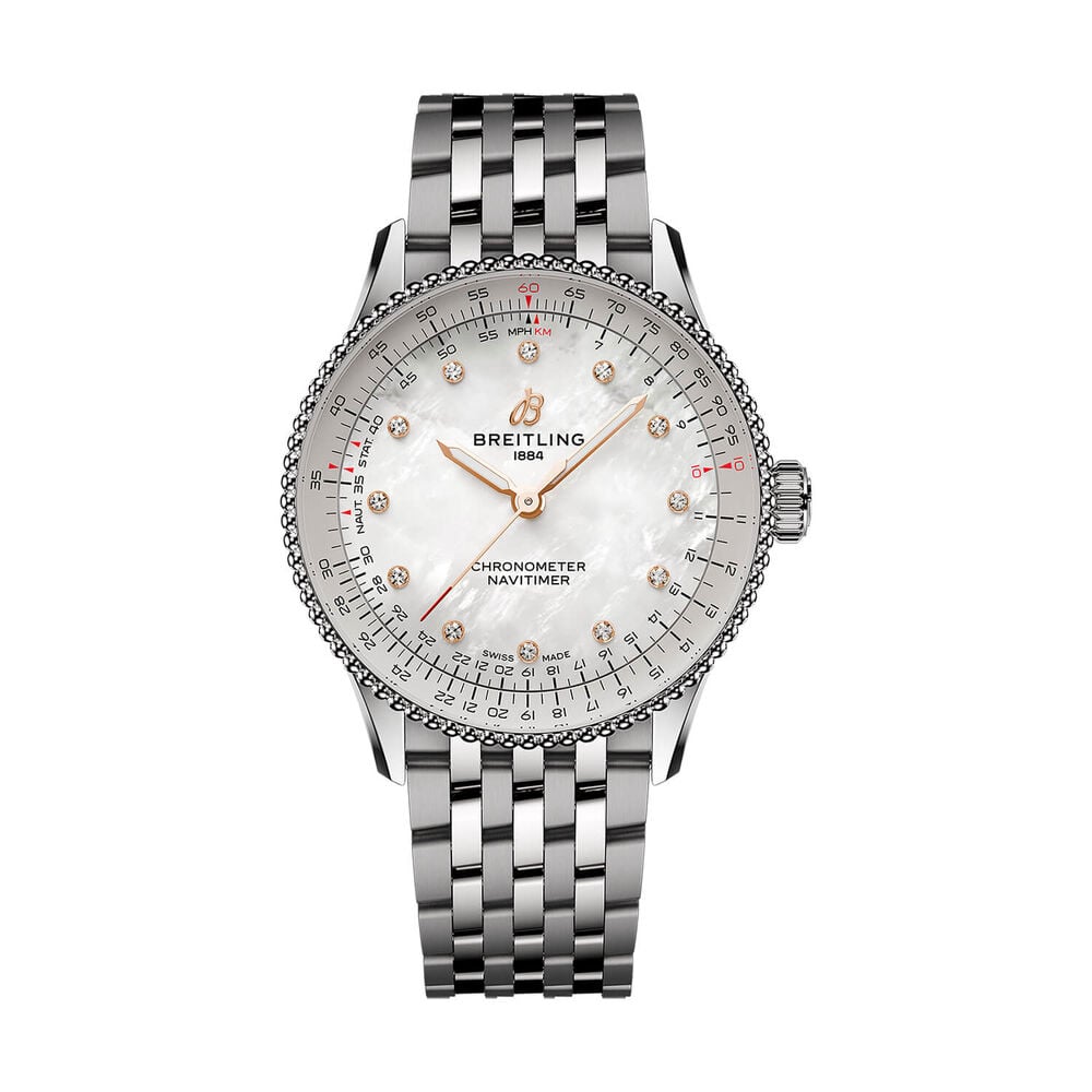 Breitling Navitimer Automatic 36mm Mother of Pearl Dial Steel Bracelet Watch