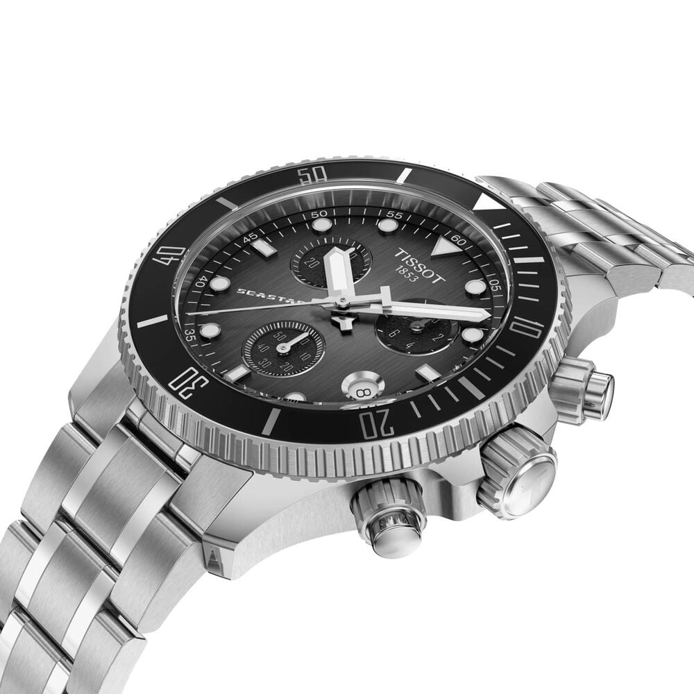 Tissot Seastar 1000 Quartz Chronograph 38mm Black Dial Steel Bracelet Watch image number 1